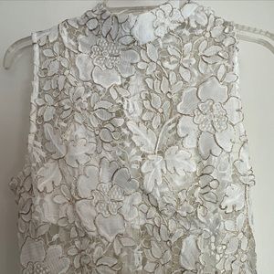 Missguided white Lace High Neck   Dress Size 8 Womens Short  Fitted